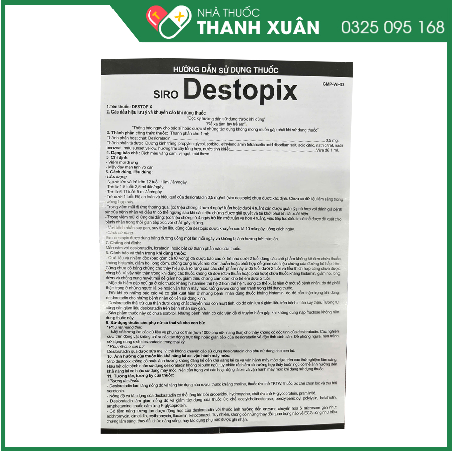 Destopix thuốc điều trị viêm mũi dị ứng, mày đay mạn tính vô căn